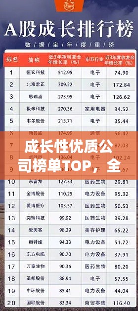 成长性优质公司榜单TOP，全面解析行业领军者排名