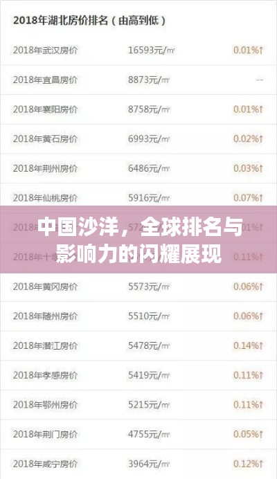 中国沙洋，全球排名与影响力的闪耀展现