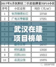 武汉在建项目榜单揭晓,TOP 10热门项目抢先看