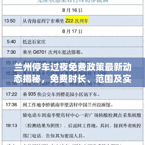 兰州停车过夜免费政策最新动态揭秘,免费时长、范围及实施细节一网打尽!