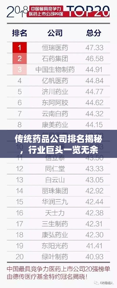 传统药品公司排名揭秘，行业巨头一览无余