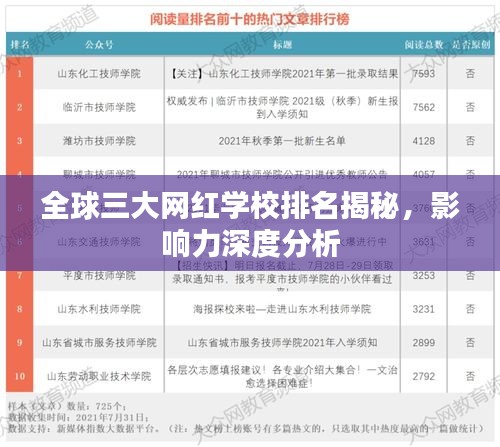 全球三大网红学校排名揭秘,影响力深度分析