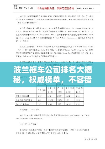 波兰拖车公司排名大揭秘,权威榜单,不容错过!