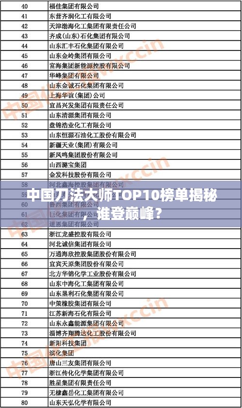 中国刀法大师TOP10榜单揭秘，谁登巅峰？