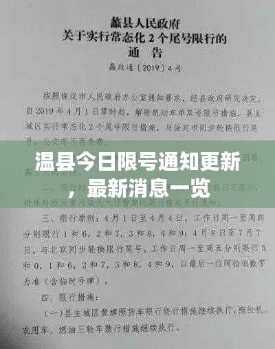 温县今日限号通知更新,最新消息一览