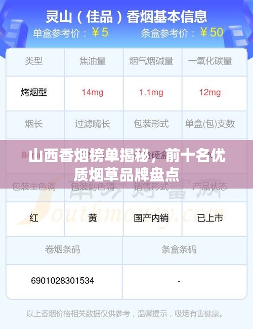 山西香烟榜单揭秘,前十名优质烟草品牌盘点
