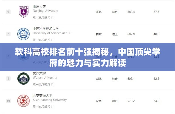 软科高校排名前十强揭秘,中国顶尖学府的魅力与实力解读