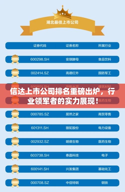 信达上市公司排名重磅出炉，行业领军者的实力展现！