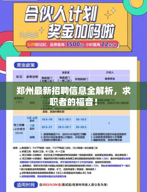 郑州最新招聘信息全解析,求职者的福音!