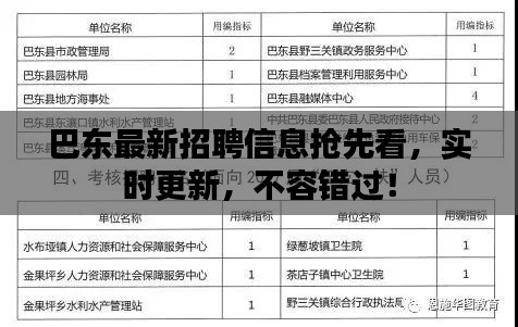 巴东最新招聘信息抢先看，实时更新，不容错过！