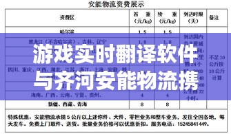 游戏实时翻译软件与齐河安能物流携手,最新招聘动态抢先看!