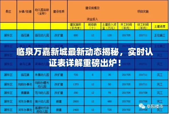 临泉万嘉新城最新动态揭秘，实时认证表详解重磅出炉！