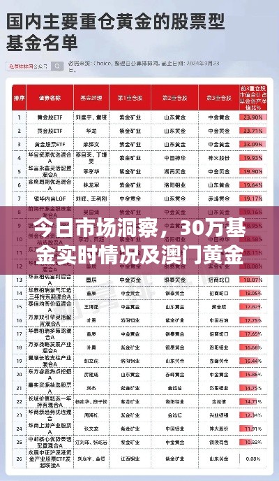 今日市场洞察，30万基金实时情况及澳门黄金价格一览无余！