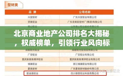 北京商业地产公司排名大揭秘,权威榜单,引领行业风向标!