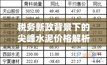 税务新政背景下的尖峰水泥价格解析