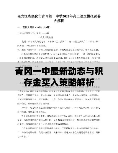 青冈一中最新动态与积存金买入策略解析