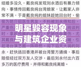 明星毁容现象与建筑企业资质分类探讨,深度解析与观点碰撞
