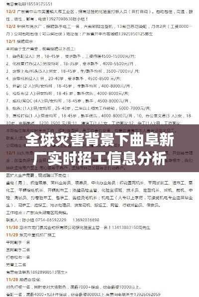 全球灾害背景下曲阜新厂实时招工信息分析