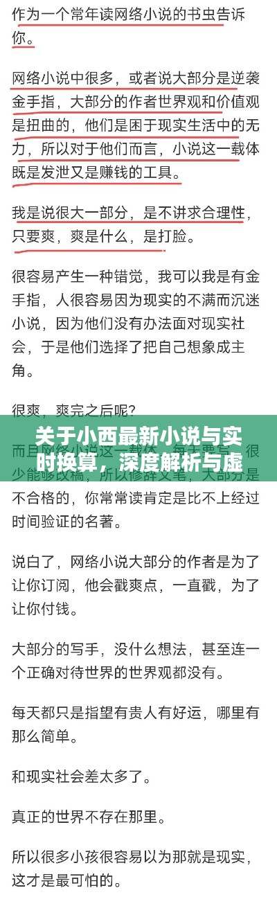 关于小西最新小说与实时换算,深度解析与虚假宣传警惕