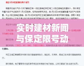 实时建材新闻与保定限号动态,行业动态及市民关注焦点