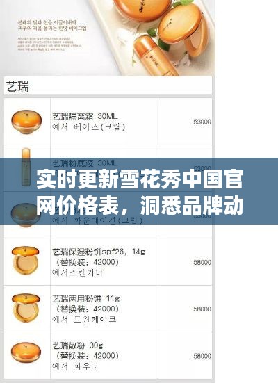 实时更新雪花秀中国官网价格表,洞悉品牌动态,购物指南