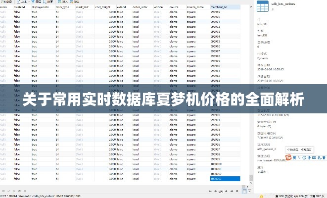 关于常用实时数据库夏梦机价格的全面解析