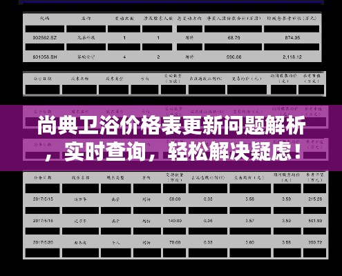 尚典卫浴价格表更新问题解析,实时查询,轻松解决疑虑!