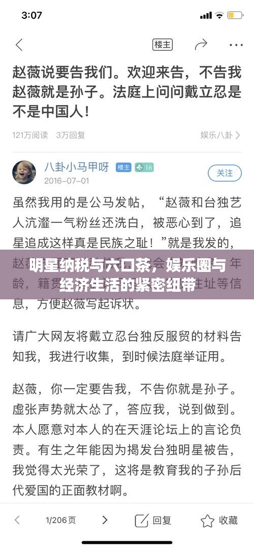 明星纳税与六口茶,娱乐圈与经济生活的紧密纽带