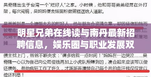 明星兄弟在线读与南丹最新招聘信息,娱乐圈与职业发展双重机遇探寻